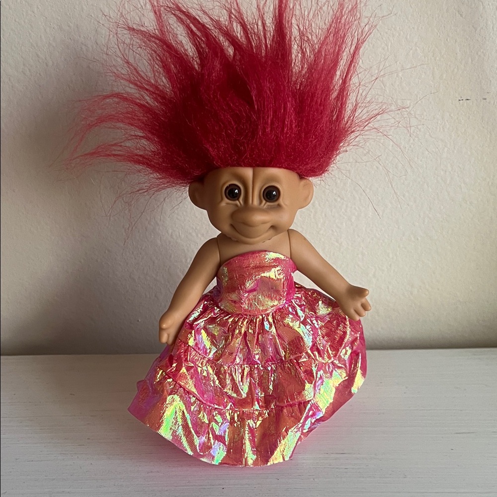 1990’s Troll Doll with Pink Hair and Dress